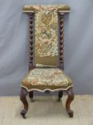 19thC upholstered prei dieu chair,