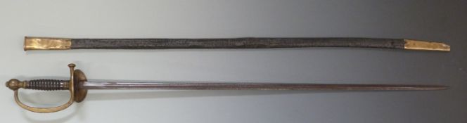 Georgian British officer's style sword with names L Parizot and Eagle to guard, blade length 88cm,