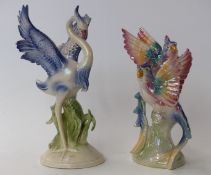 Two Jema of Holland retro lustre bird figures