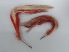Two c1822 3rd (King's Own) Light Dragoons shako plumes, both red and white horse hair,