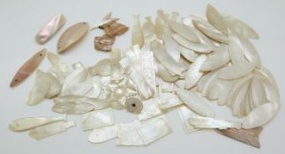 A collection of Chinese mother-of-pearl counters comprising 67 marquise, 7 circular, 6 oval,