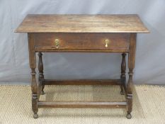19thC oak hall table with drawer,
