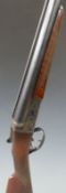 AYA 12 bore side by side shotgun with chequered grip and forend, double trigger and 28 inch barrels,