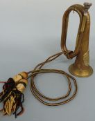 British Army bugle with Argyll and Sutherland Highlanders crest together with a hunting horn