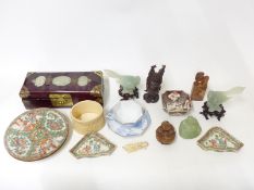 Two Chinese famille rose dishes, two smaller Chinese famille rose dishes,