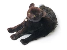 Jungle Toys cat Teddy bear with black mohair body and long black tail,