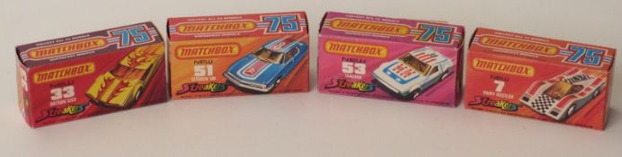 Four Matchbox Streakers 1-75 series diecast model vehicles 7, 33,