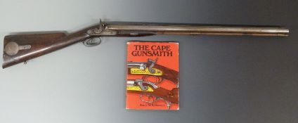John Hayton pattern side by side percussion hammer action cape rifle with .
