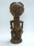 African carved wooden tribal maternity figure,