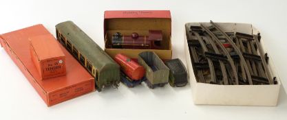Six Hornby 0 gauge coaches, rolling shock and tenders, including a No.1 Crane Truck and No.
