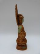 Chinese jadeite style model of Guanyin decorated in a gilt finish,