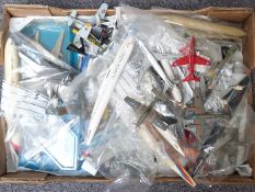 Forty-five diecast model aeroplanes and plstic model aeroplane kits