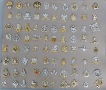 Eighty British Army anodised cap badges Cornwall, Kings Liverpool,