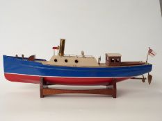 Live steam scratch built model pinnace or launch with single cylinder oscillating steam plant,