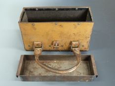 Military issue steel lined leather bound shotgun cartridge or ammunition carry case with removable