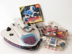 Four Lego models, one in original box together with a similar Bluebird spaceship.