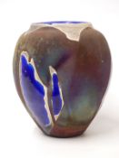 Japanese Raku pottery vase and related paperwork,