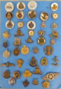 Forty-three sweetheart brooches including Coldstream Guards, Royal Artillery, RAOC, Lincolnshire,