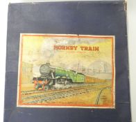 Hornby 0 gauge Passenger Train set with LNER 0-4-0 1840 clockwork locomotive and three coaches 501,