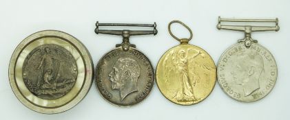 WWI medal pair named to 27361 Pte H Barry Royal Dublin Fusiliers together with a 1939-45 Defence