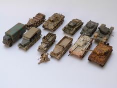 Twelve Corgi and similar diecast model military vehicles including tanks,