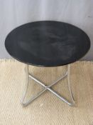 PEL Limited Art Deco 1930s chrome and glass table with brass maker's plaque to base,