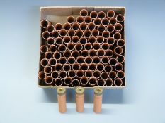 One-hundred Eley 20 bore new primed empty shotgun cartridges.