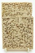 A 19thC Chinese Canton carved ivory card case, 7.5 x 11.