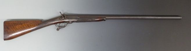James Clark of London 10 bore hammer action shotgun with engraved lock, hammer,