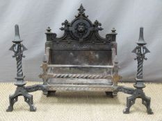 Cast iron fire grate with dogs