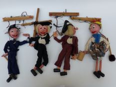 Twelve Pelham Puppets including Witch, Headmaster x2, Policeman, Pinky & Perky etc,