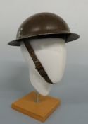 WWII British army khaki helmet and stamped F&L 861 1/1939