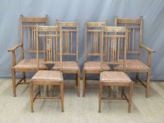 Set of six oak Art Nouveau dining chairs