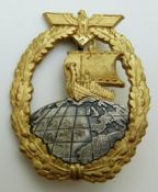 WWII German Kriegsmarine Auxilliary Cruiser badge