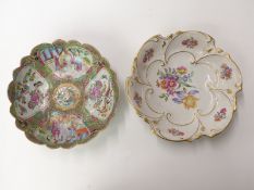 Cantonese bowl with hand decorated panels and a German bowl