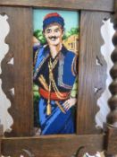 A pair of 19thC carved and turned oak throne chairs with upholstered seats and back splats