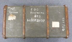 Ash bound trunk named Major Tomkins with service record for Lt Col Tomkins,