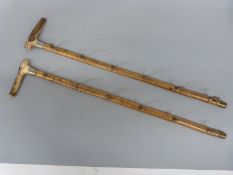 A campaign/ travelling whip shelf/rack in two parts with brass hanging facility one end and deer