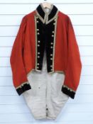 British Army officer's redcoat coatee for the Nottingham Loyal Volunteers c1803,