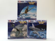 Three Corgi The Aviation Archive limited edition 1:72 scale diecast model aeroplanes Messerschmitt