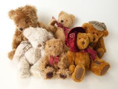 Six various Teddy bears including Russ Gregory etc,