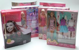 Six Barbie dolls including Happy Holidays, Designable Hair Extensions etc,