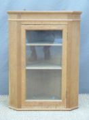 Small oak glazed corner cupboard,