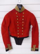 Victorian c1847-1856 16th Lancers officer's coatee of scarlet cloth with heavy bullion braiding to