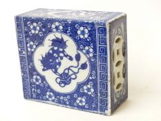 A 19th / 20thC blue and white Chinese pillow