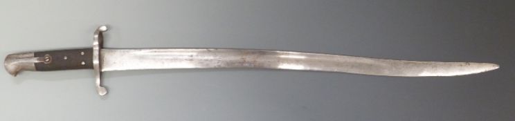 British 1856 Yataghan volunteer bayonet with bar on barrel,