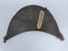 British Army Coldstream Guards bicorn hat, edged in black with wired decoration to the corners,