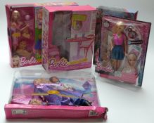 Five Barbie sets including Glitter Hair, Glam Dining Room, Sleeping Beauty etc,