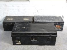 Three metal strongboxes,