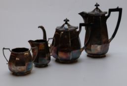 A four piece silver plated tea set of bulbous form
